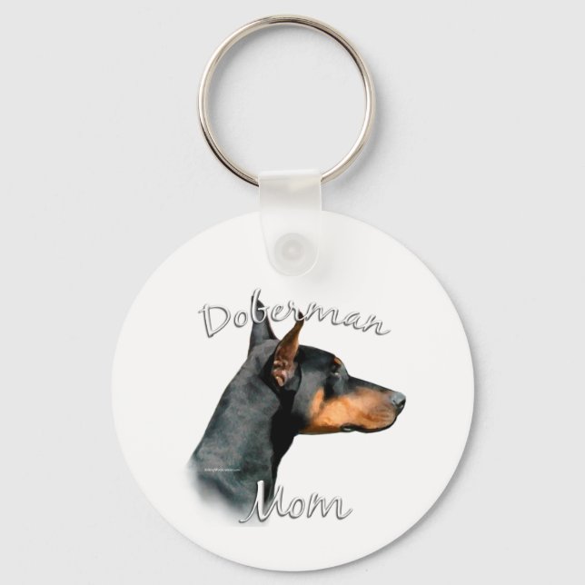 Doberman Pinscher (blk) Mum 2 Key Ring (Front)