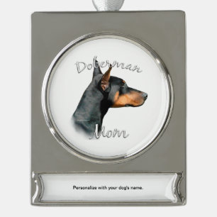 Doberman Pinscher (blk) Mum 2 Silver Plated Banner Ornament