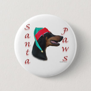 Doberman Pinscher (blk) Santa Paws 6 Cm Round Badge