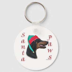 Doberman Pinscher (blk) Santa Paws Key Ring
