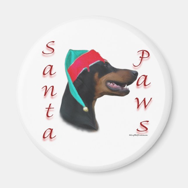 Doberman Pinscher (blk) Santa Paws Magnet (Front)
