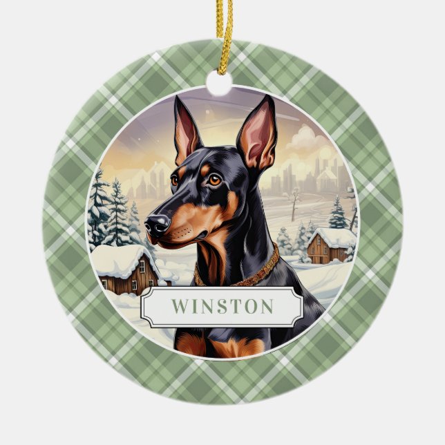 Doberman Pinscher Ceramic Circle Ornament (Front)