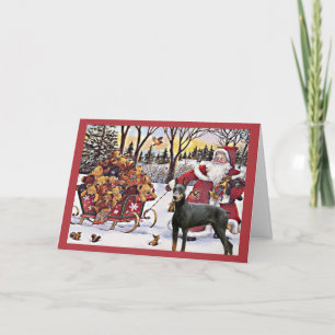 Doberman Pinscher Christmas Card Santa Bears