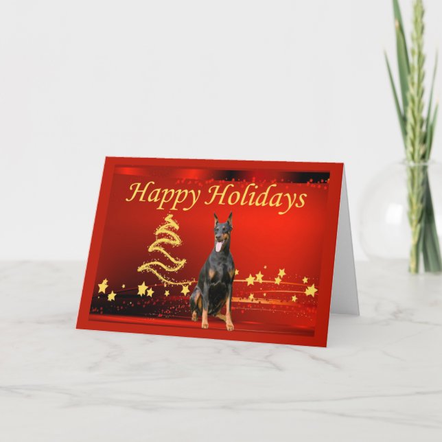 Doberman Pinscher Christmas Card Stars (Front)