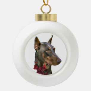 Doberman Pinscher Christmas Ceramic Ball Christmas Ornament