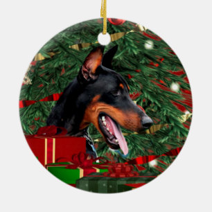 Doberman Pinscher Christmas Ceramic Ornament
