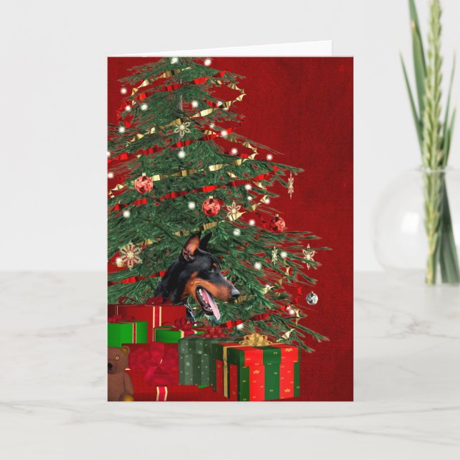 Doberman pinscher Christmas Holiday Card (Front)