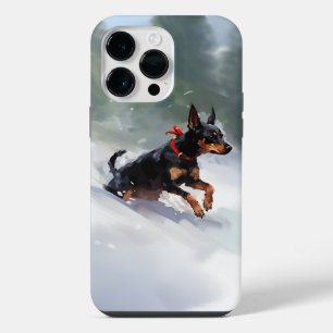 Doberman Pinscher Christmas snow winter iPhone 14 Pro Max Case