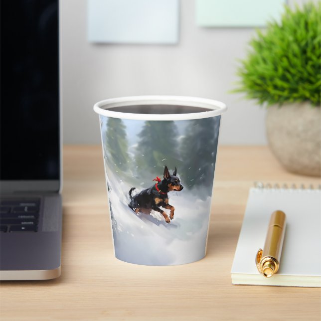 Doberman Pinscher Christmas snow winter Paper Cups (Insitu)