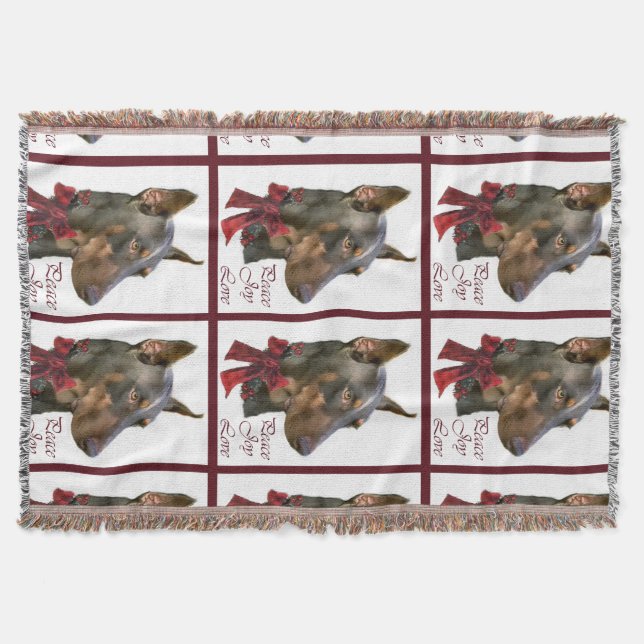 Doberman Pinscher Christmas Throw Blanket (Front)