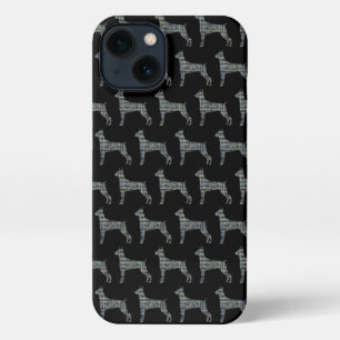 Doberman Pinscher Cute Dog Silhouette Grid Black iPhone 13 Case