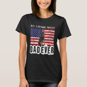 Doberman Pinscher Dad Usa American Flag Dog  Owner T-Shirt