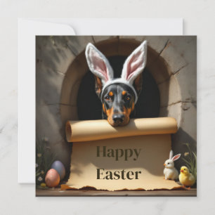 Doberman pinscher dog and the message holiday card