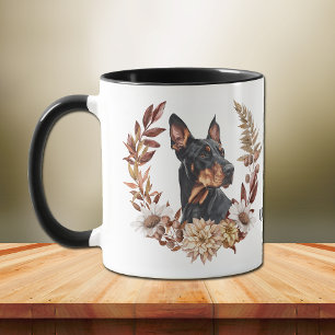 Doberman Pinscher Dog Autumn Wreath Mug