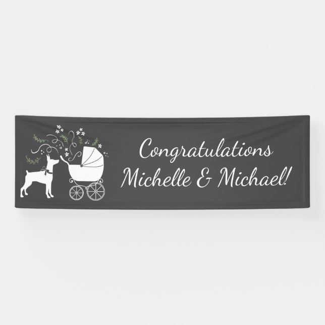 Doberman Pinscher Dog Baby Shower Banner (Horizontal)