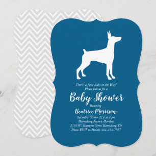 Doberman Pinscher Dog Baby Shower Blue Boy Invitation