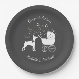 Doberman Pinscher Dog Baby Shower Paper Plate