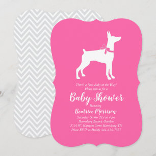 Doberman Pinscher Dog Baby Shower Pink Girl Invitation