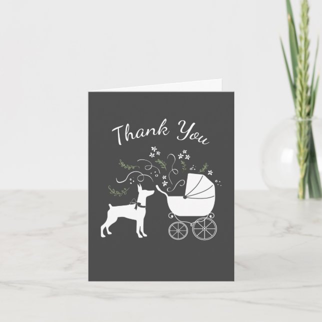 Doberman Pinscher Dog Baby Shower Thank You Card (Front)