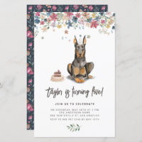 Doberman Pinscher Dog Birthday Invitation