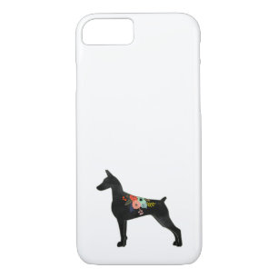 Doberman Pinscher Dog Breed Boho Floral Silhouette iPhone 8/7 Case