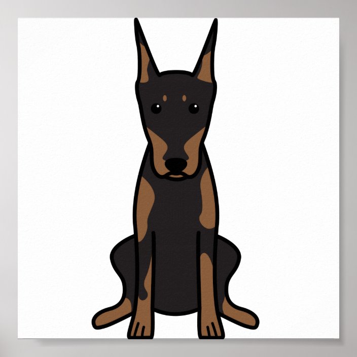 Doberman Pinscher Dog Cartoon Poster | Zazzle.com.au