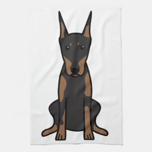 Doberman Pinscher Dog Cartoon Tea Towel