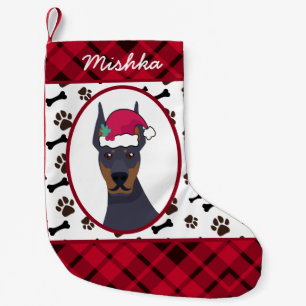 Doberman Pinscher Dog Christmas, Custom Dog Name Small Christmas Stocking