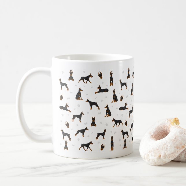Doberman Pinscher dog Coffee Mug (With Donut)