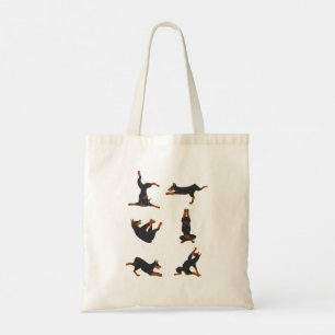 Doberman Pinscher dog doing yoga Tote bag