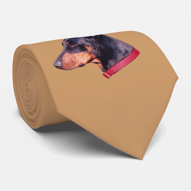 Doberman Pinscher Dog Face Tie (Rolled)