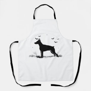 Doberman Pinscher Dog � Halloween Moon Silhouette  Apron