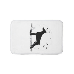 Doberman Pinscher Dog � Halloween Moon Silhouette Bath Mat