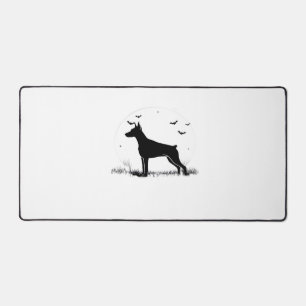 Doberman Pinscher Dog � Halloween Moon Silhouette  Desk Mat
