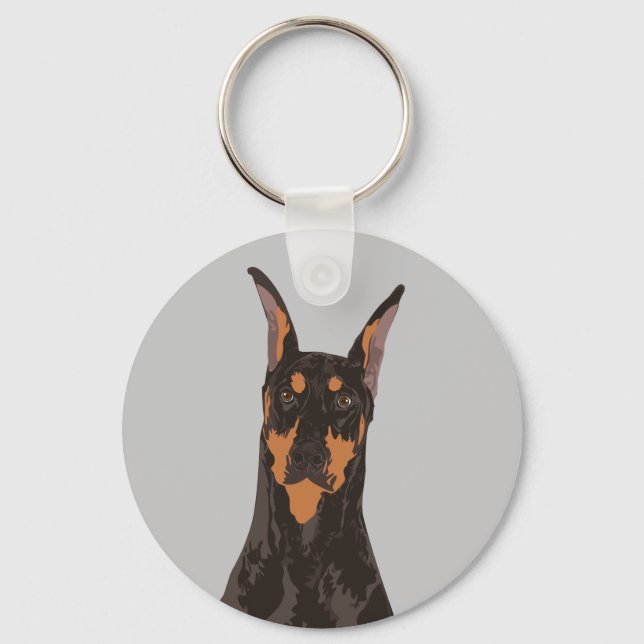 Doberman Pinscher Dog Keychain for Dog Lover (Front)