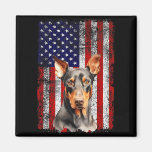 Doberman Pinscher Dog Lover Flag 4th of July Magnet