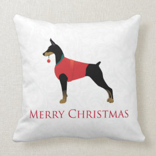 Doberman Pinscher Dog Merry Christmas Design Cushion