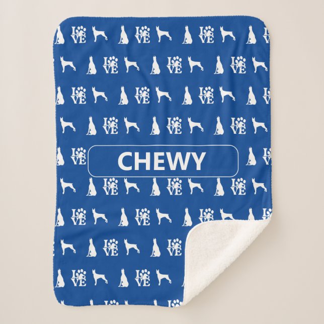 Doberman Pinscher Dog Name Sherpa Blanket (Front)