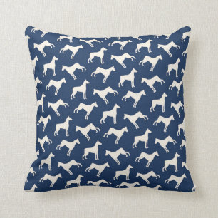 Doberman Pinscher Dog Pattern Navy Blue Cushion