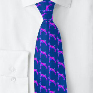Doberman Pinscher Dog PinkBlue Silhouette Blue Tie