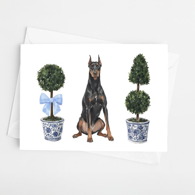 Doberman Pinscher Dog Puppy Topiary Watercolor Card (Creator Uploaded)