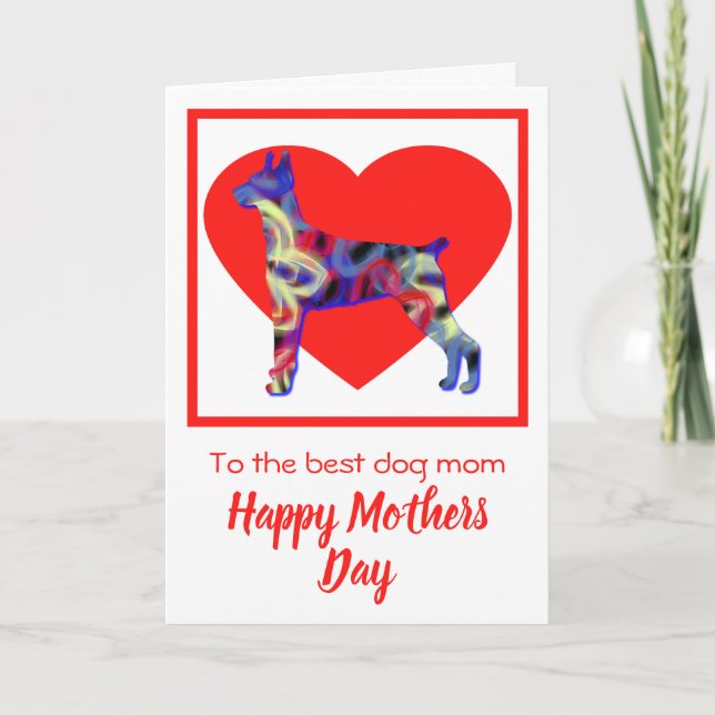 Doberman Pinscher Dog Red Heart Mother’s Day Card (Front)