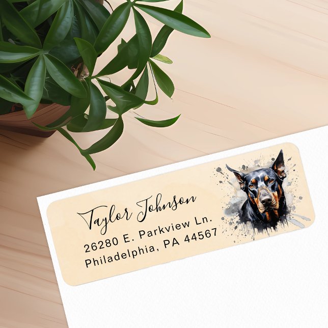 Doberman Pinscher Dog Return Address Label (Creator Uploaded)