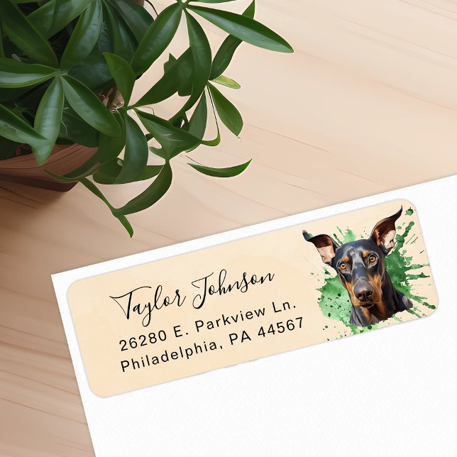 Doberman Pinscher Dog Return Address Label (Creator Uploaded)