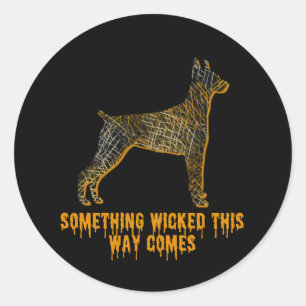 Doberman Pinscher Dog Silhouette Fun Halloween Classic Round Sticker