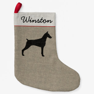 Doberman Pinscher Dog Silhouette Personalised Small Christmas Stocking