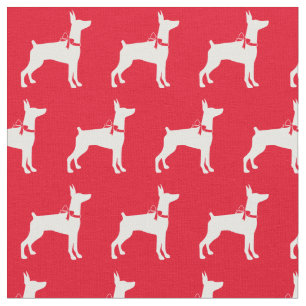 Doberman Pinscher Dog Silhouette Pet Dobie Red Fabric