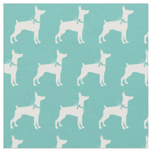Doberman Pinscher Dog Silhouette Pet Dobie Teal Fabric