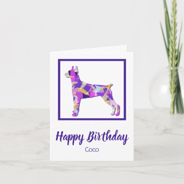 Doberman Pinscher Dog Silhouette PPY&B Birthday Card (Front)