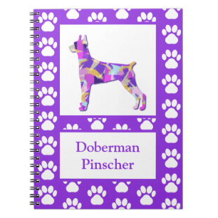 Doberman Pinscher Dog Silhouette Purple PY&B Notebook